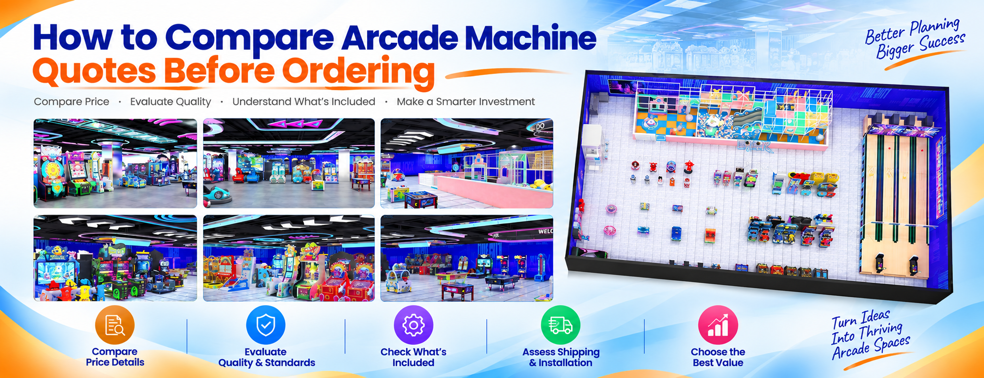 Commercial arcade machine quotation comparison for FEC equipment purchasing